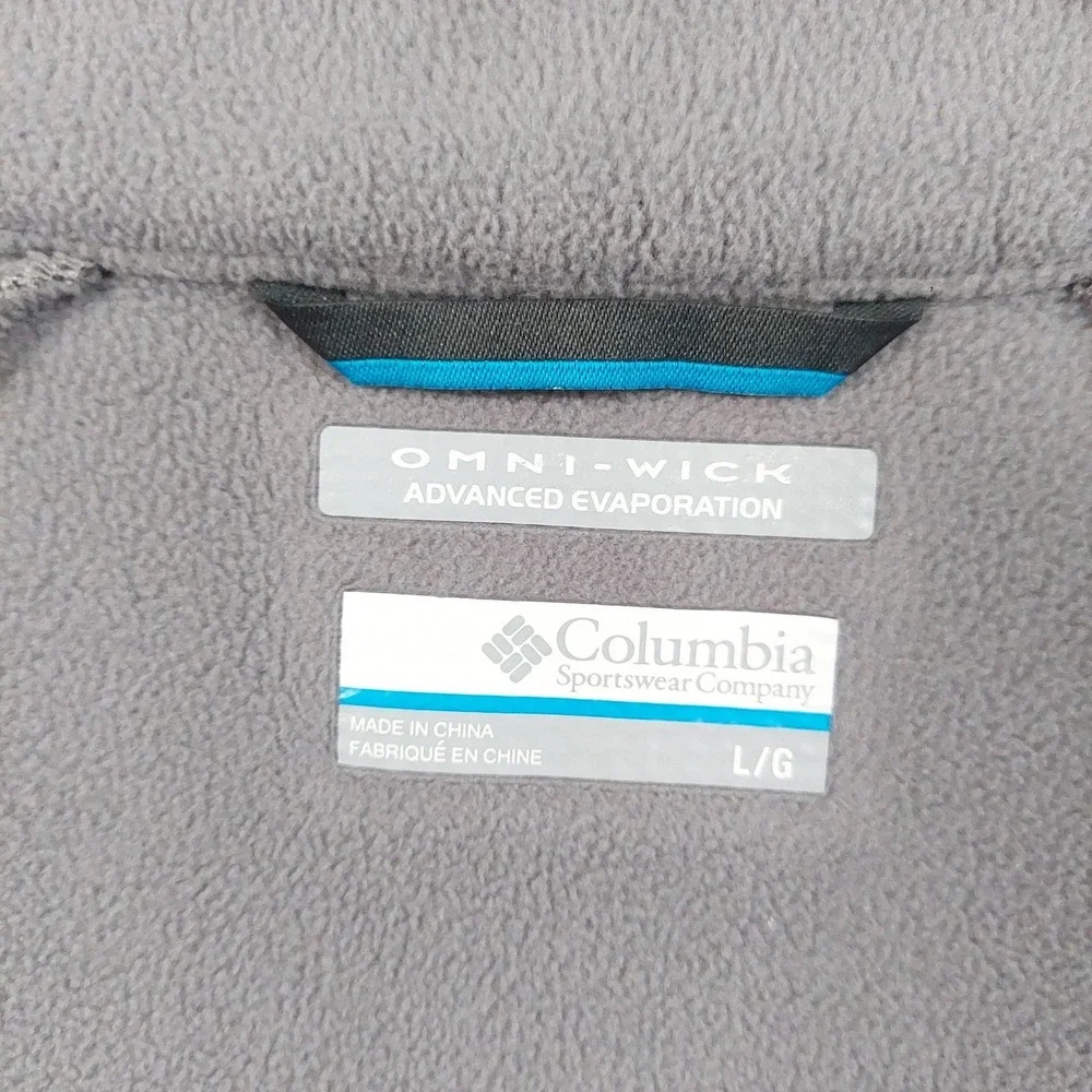Columbia Jacket Mens Large Gray Fleece Full Zip University Of Penn Omni-Wick
